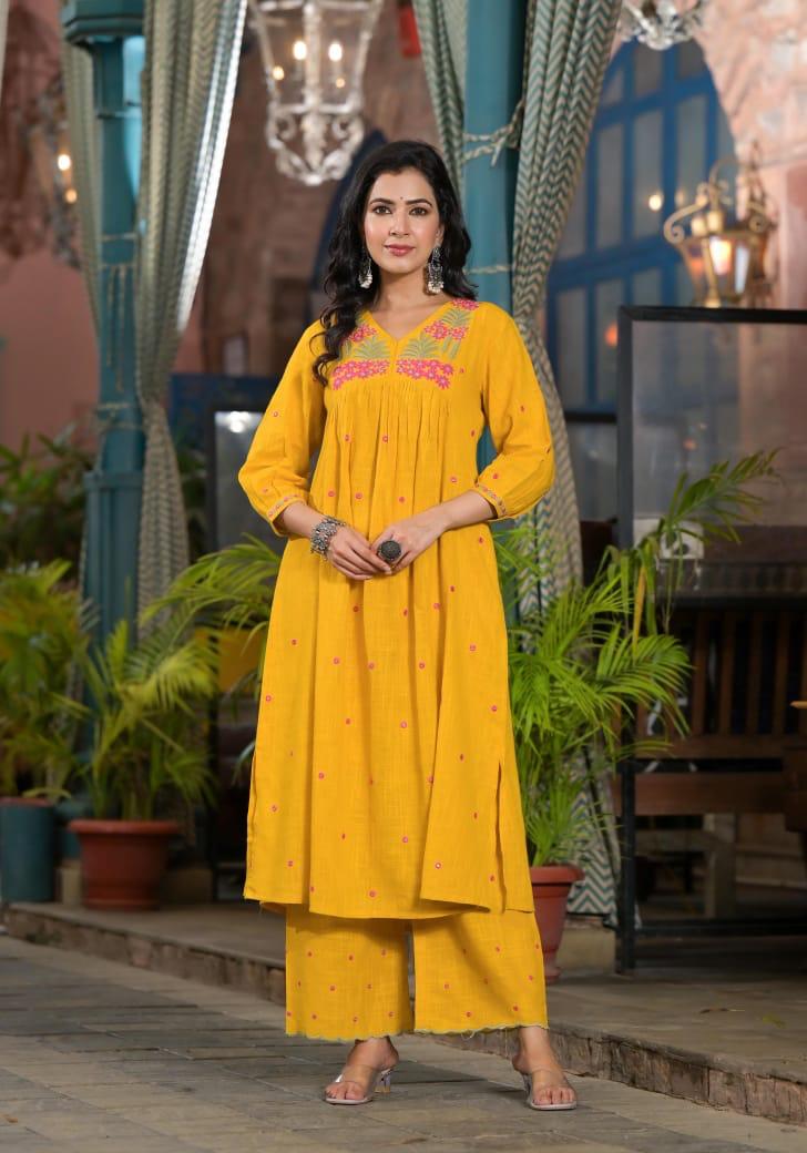 Cotton Embroidered Alia Cut Kurta Pant