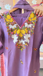 Embroidered Mul chanderi suit set