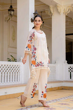 Embroidered cotton lurix lining co ord set