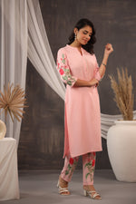 Embroidered kurta pant in cotton