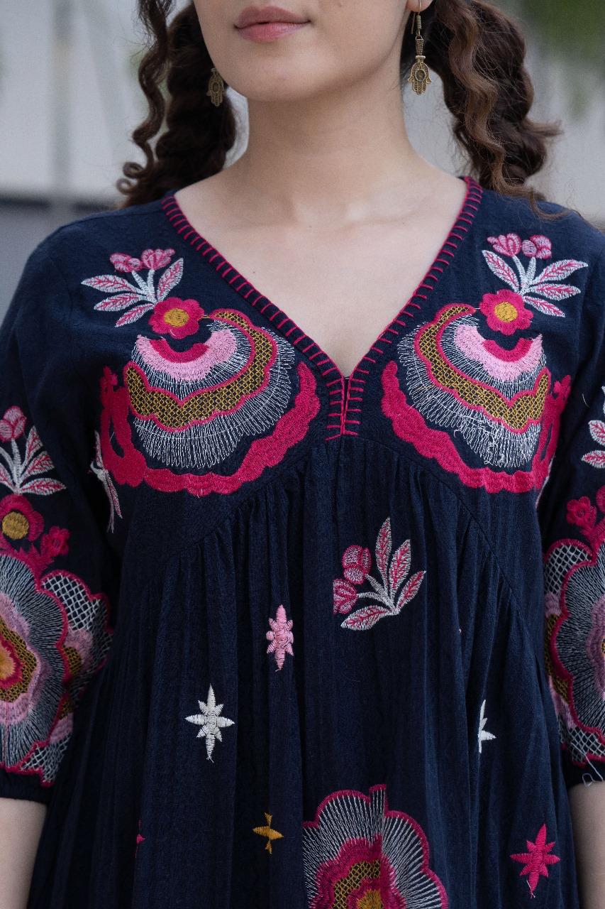 New embroidered weaved cotton lining dress