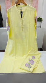 Embroidered kurta pant in cotton