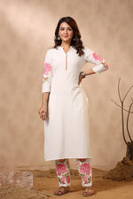 Embroidered kurta pant in cotton