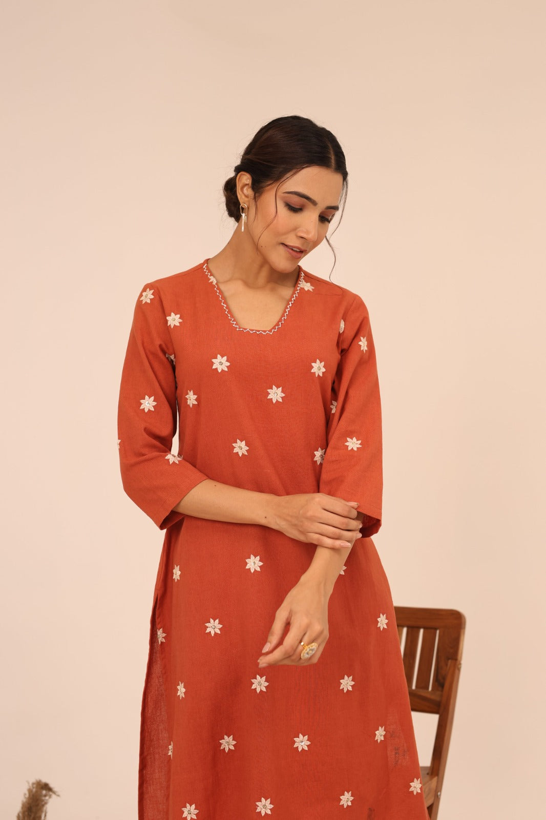 Gorgeous embroidered cotton kurta pant