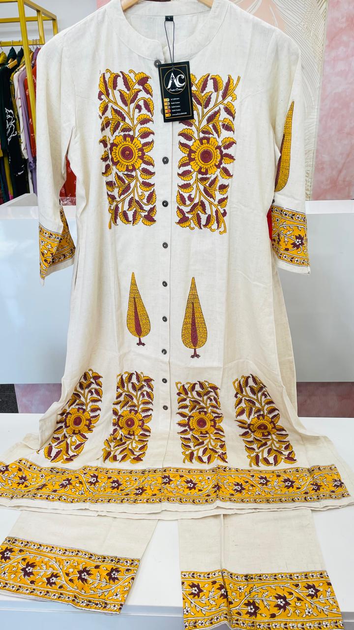 Block print kurta pant