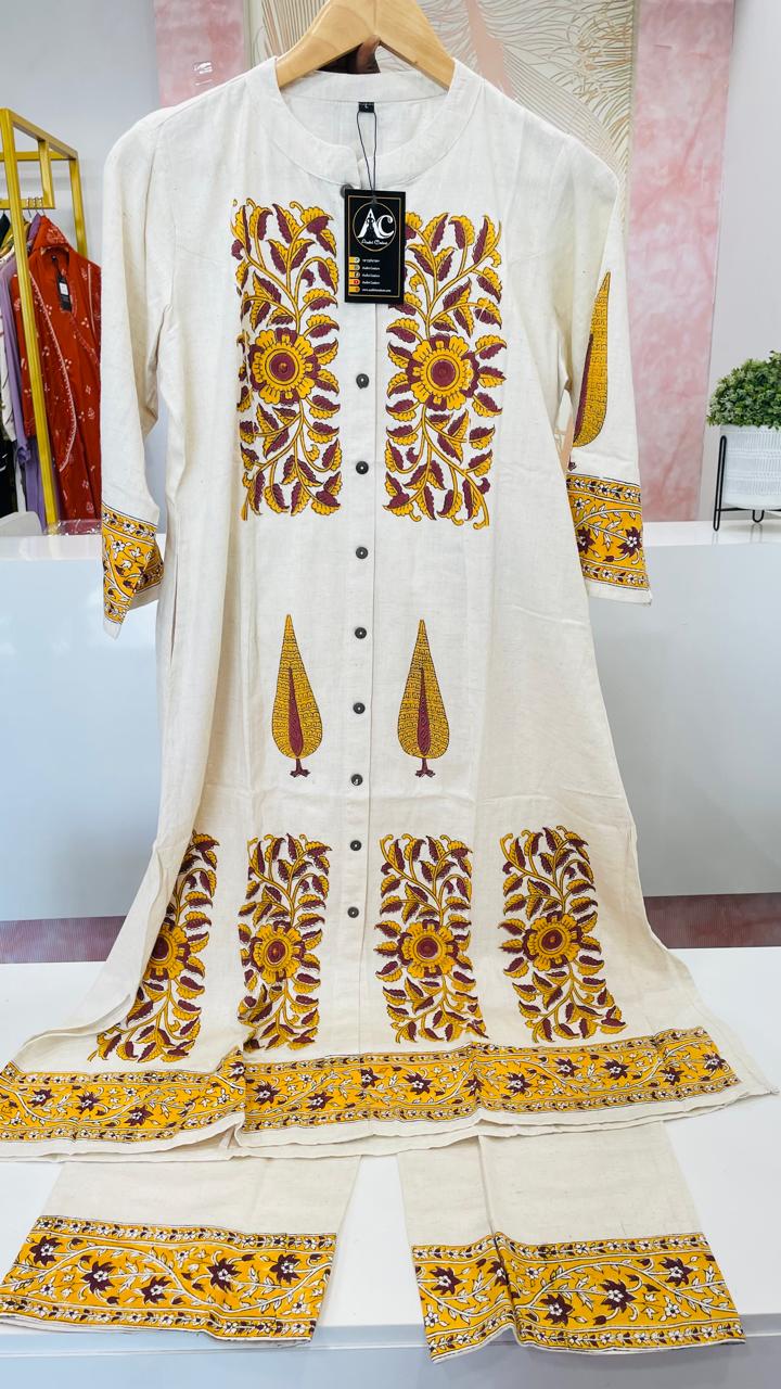 Block print kurta pant