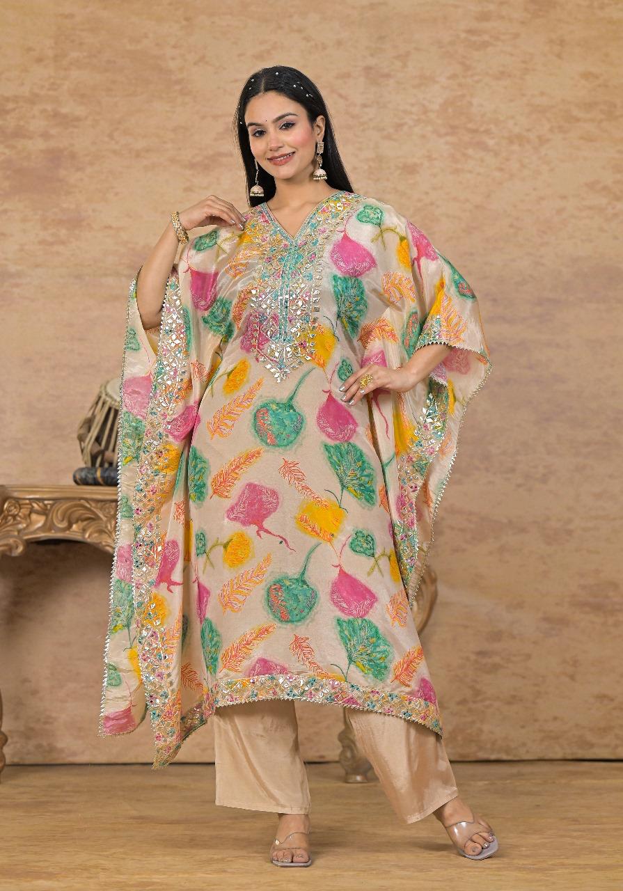 Pretty shimmer tissue kaftan with gotta detailing