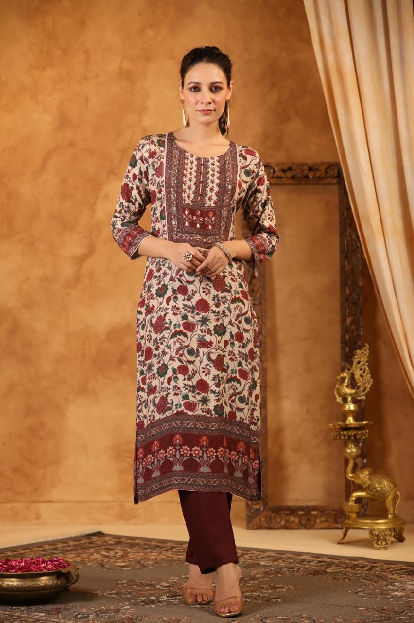 Pure crepe kalamkari kurta pant