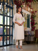 Pretty embroidered cotton kurta pant