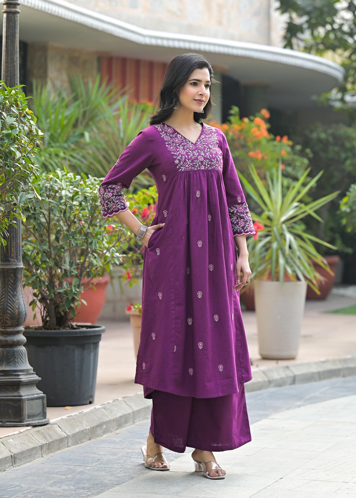 Pure cotton beautiful embroidered kurta pant