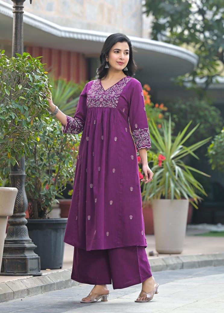 Pure cotton beautiful embroidered kurta pant