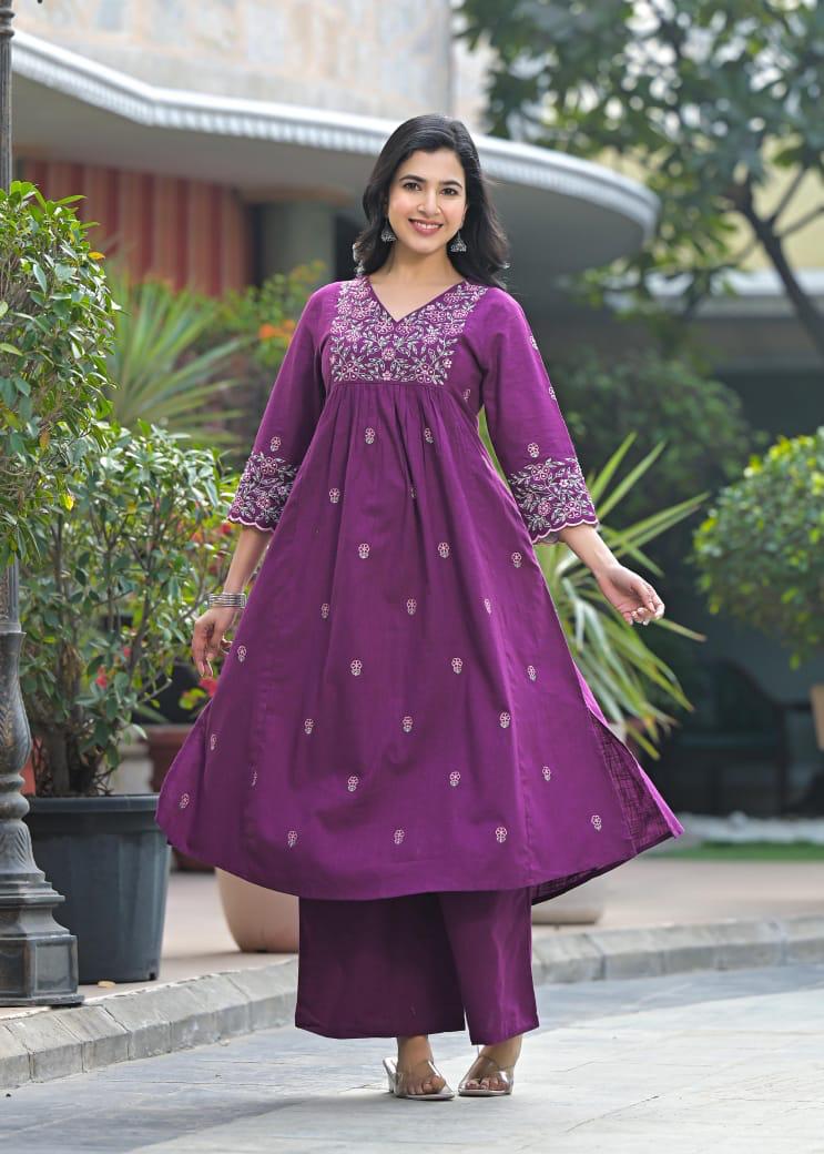 Pure cotton beautiful embroidered kurta pant