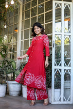 Pure cotton digital printed Co ord in red