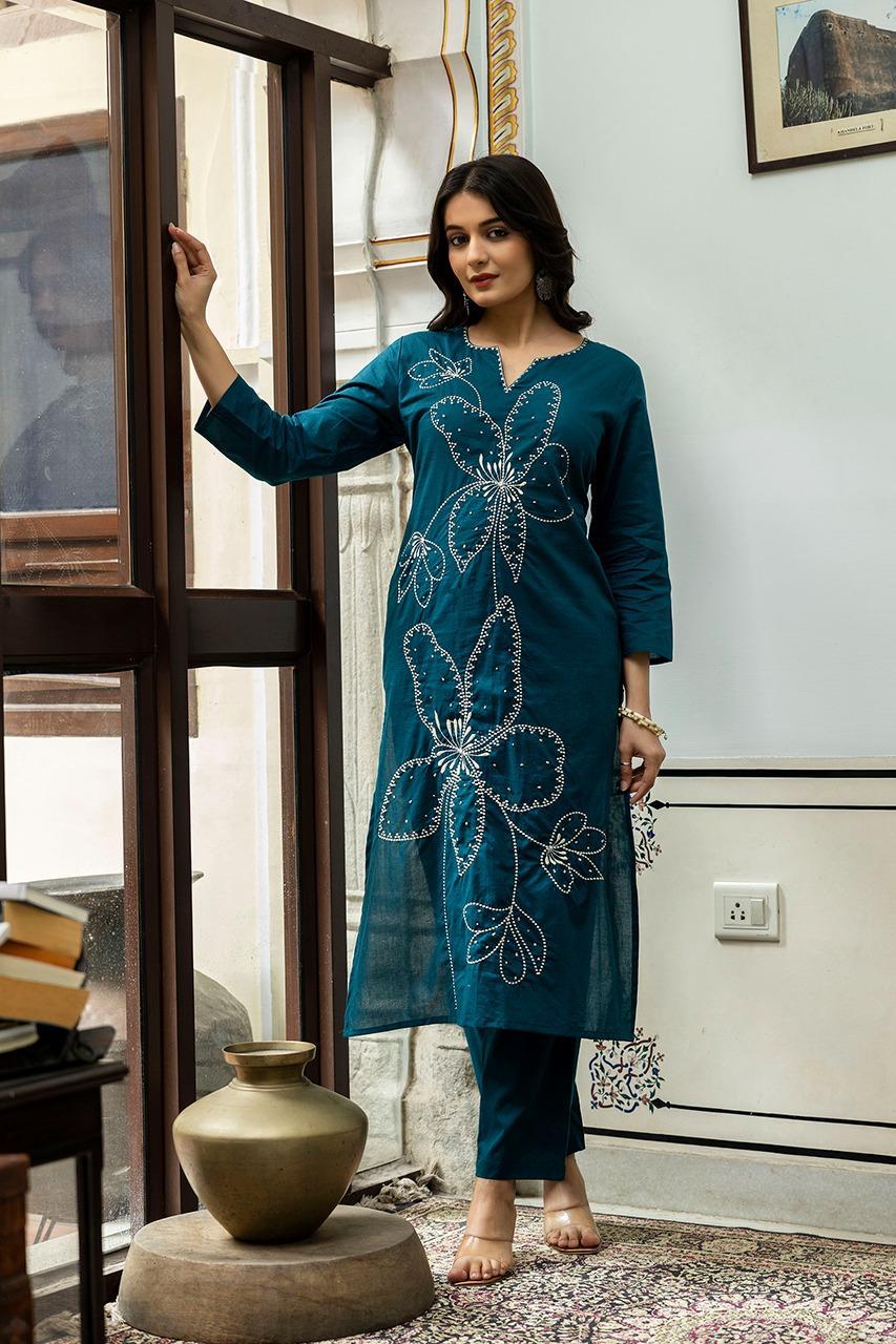 Pure cotton embroidered Kurta pant