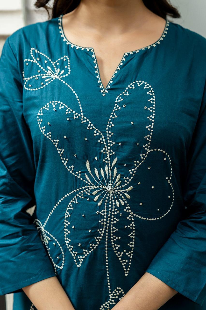 Pure cotton embroidered Kurta pant