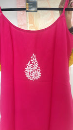 Wow sleeveless chikankari kurta in pink