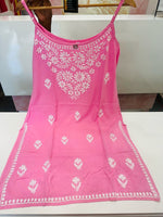 Wow sleeveless chikankari kurta in pink