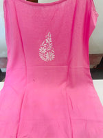 Wow sleeveless chikankari kurta in pink