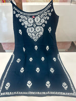 Wow sleeveless chikankari kurta in blue