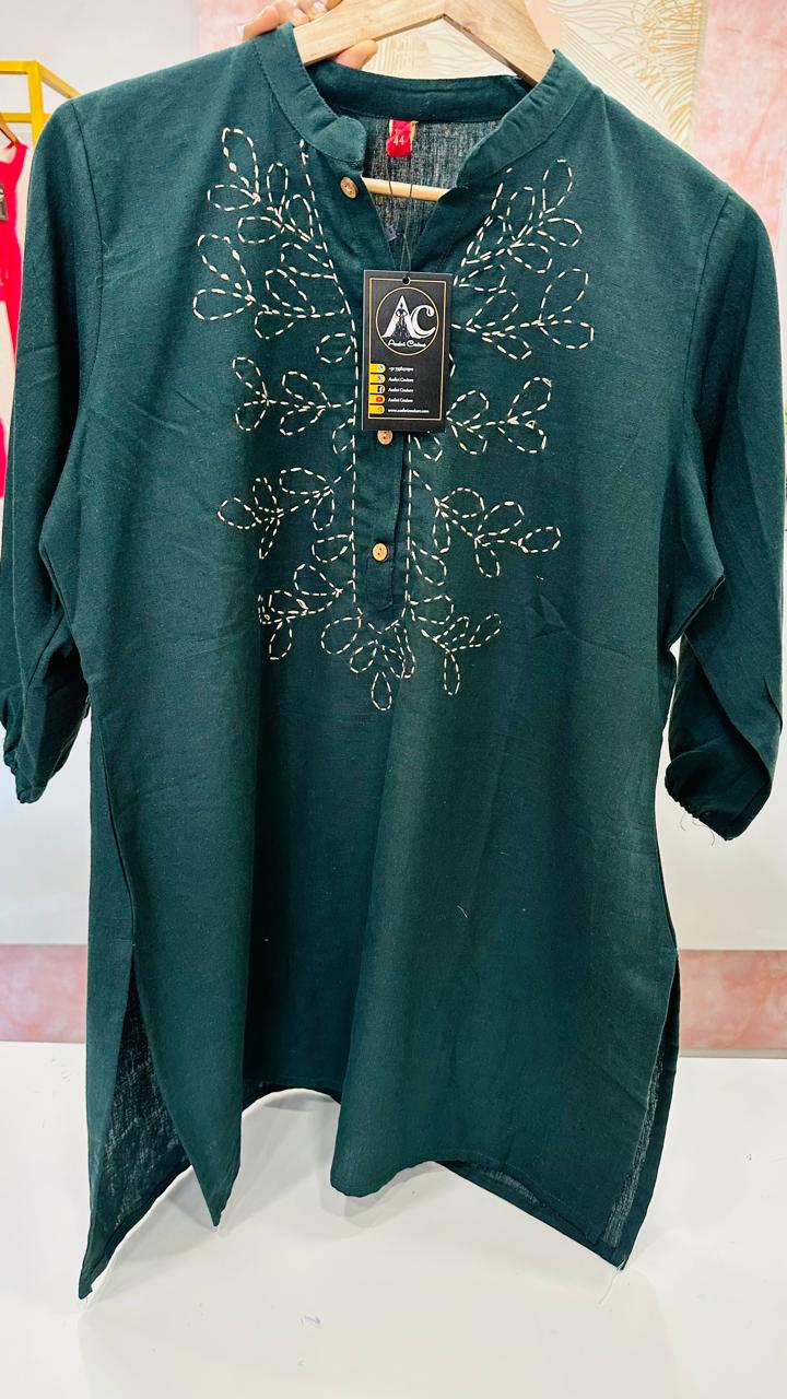 Pretty cotton katha stitch kurta