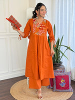 Fully embroidery kurta pant with stylish hands