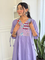 Fully embroidery kurta pant with stylish hands in purple