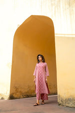 Wow cotton kurta pant with pocket in pink