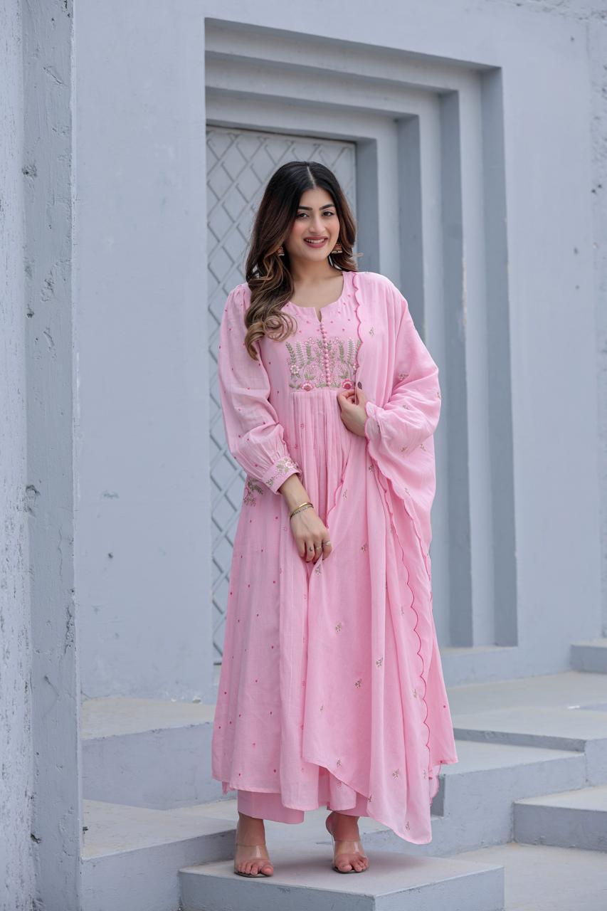 Pretty designer sleeves Mul cottonfull suit set