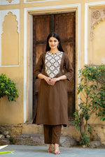 Pretty cotton embroidery kurta pant