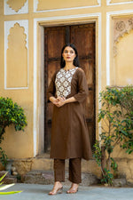 Pretty cotton embroidery kurta pant