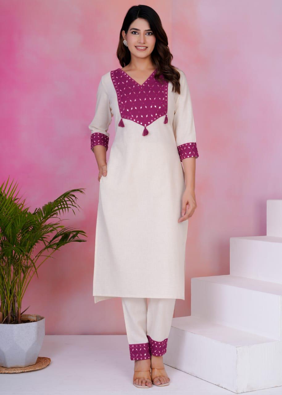 Wow cotton kurta pant in wine