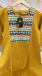 Yellow appliqué cotton kurta