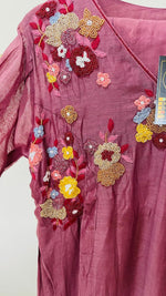 Beautiful pure Mul chanderi hand work with pretty pearl detailing and embroidery