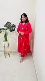 Pure Mul cotton angrakha pattern flamingo kurta pant