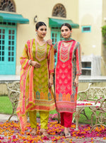 Pink ! Party wear soft orgenza suit set