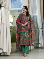 Pretty dola silk green embellished suit set