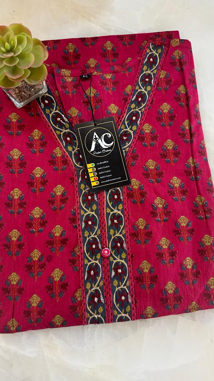 Pretty V neck floral kurta