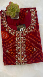 Restocked! Georgette maroon hand work lining kurta!