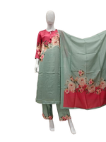 Pure satin muslin silk digital printed suit