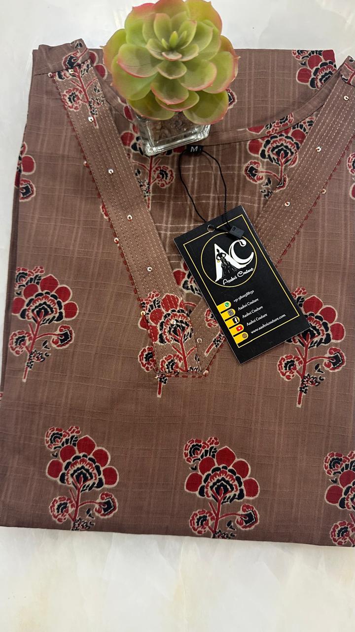 V neck cotton Kurta