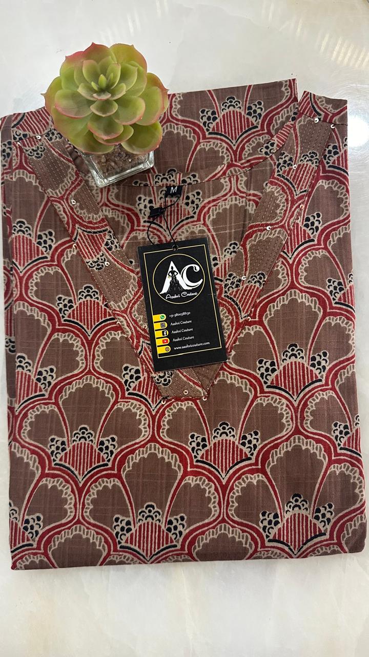 V neck cotton Kurta