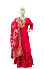 Premium crepe sharara set with pretty handwork