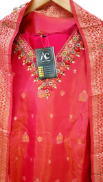 Pretty shimmer tissue Zari weaved lining suit set