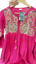 Premium rayon embroidered kurta pant in pink