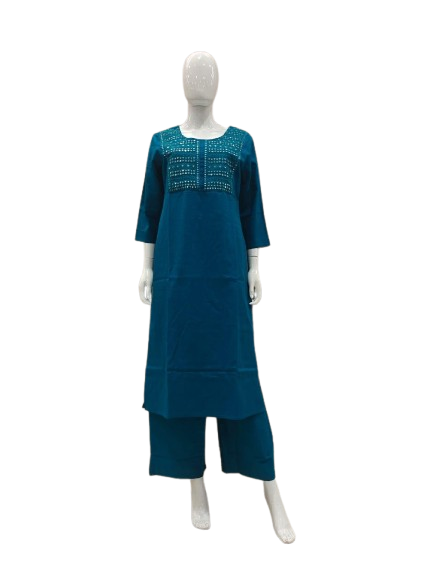 Blue embroidered kurta pant