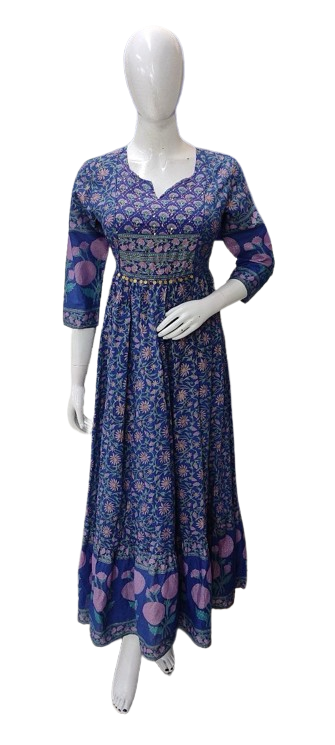 Pretty cotton heavy yoke gown