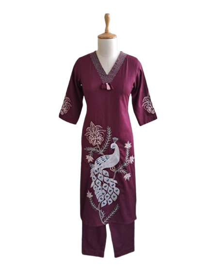 Pure cotton applique work co ord set