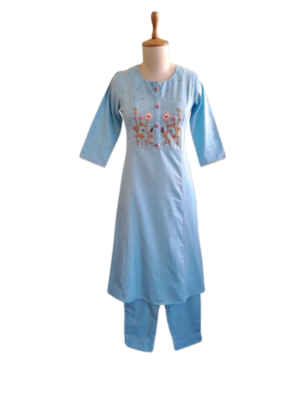 Pretty embroidered cotton kurta pant