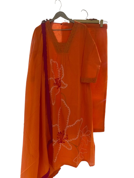 Pure cotton embroidered full suit