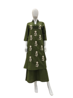 Embroidered stylish kurta pant set in green